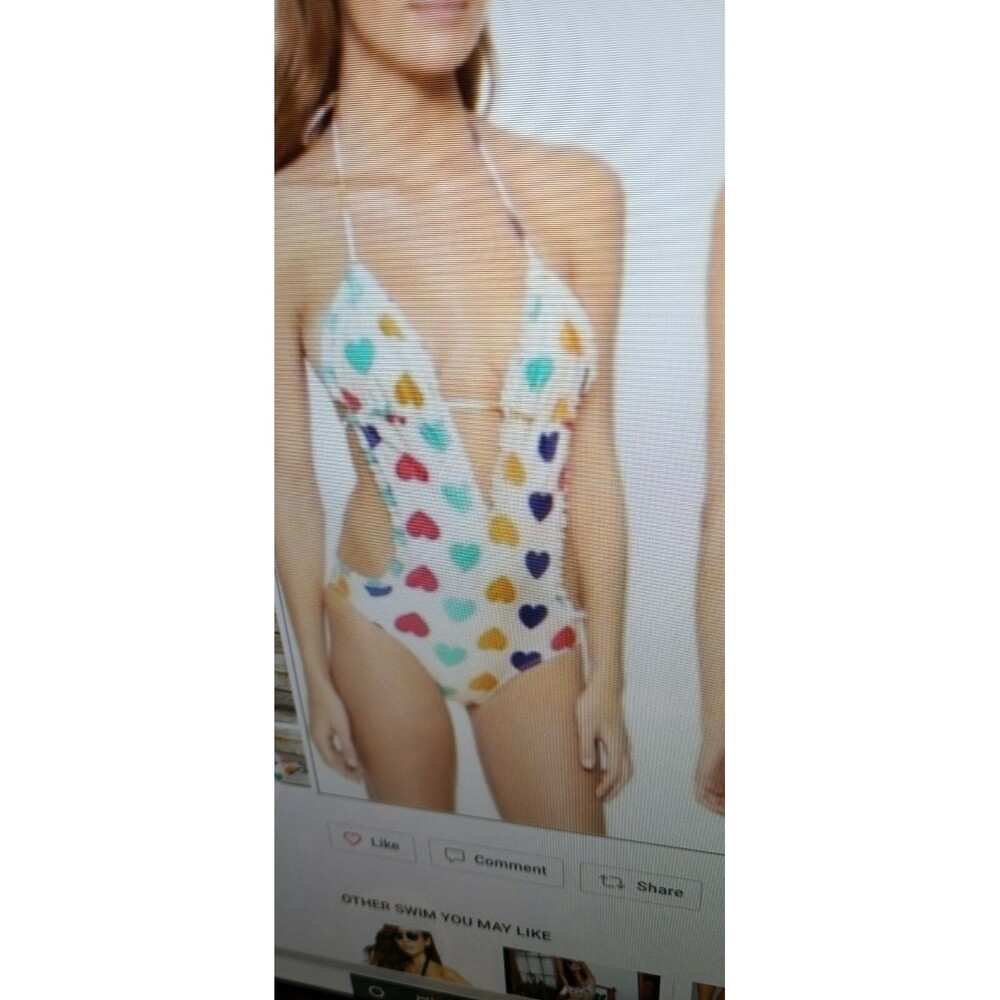 Wildfox  Vintage Hearts White Multicolor Tie Bikini Swim Bottoms sz XS